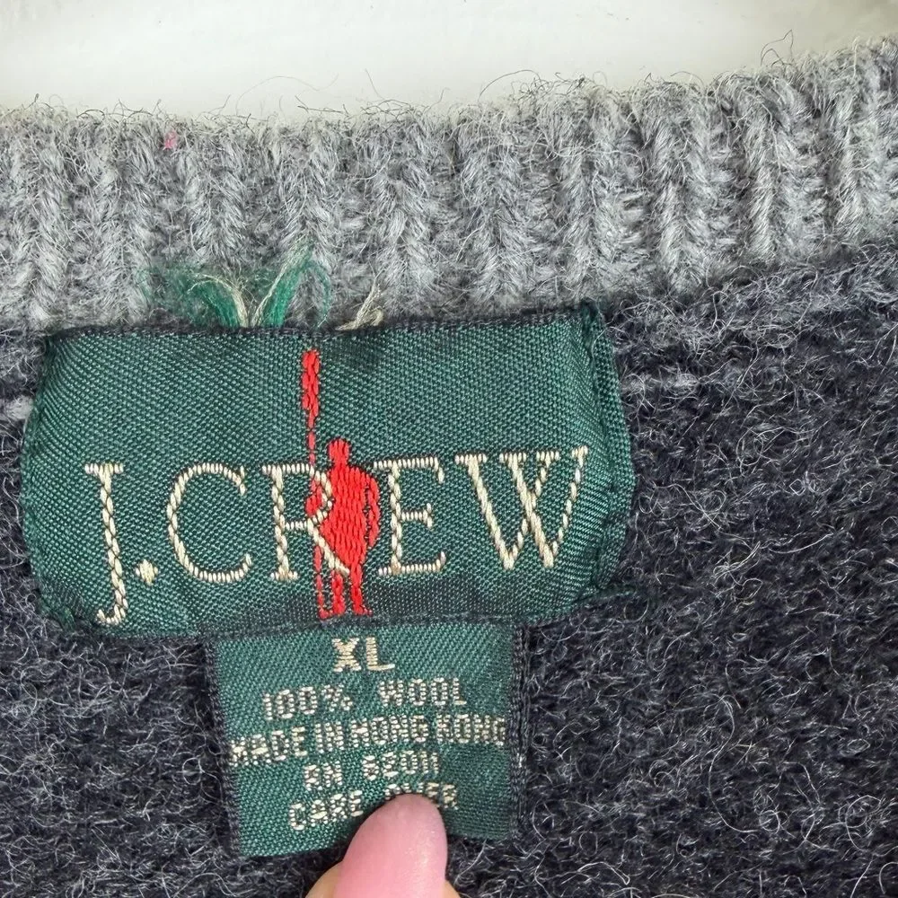 Vintage 90s J.Crew Colorblock Wool Sweater Vest Size XL